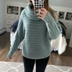 Turquoise, cowl neck sweater!